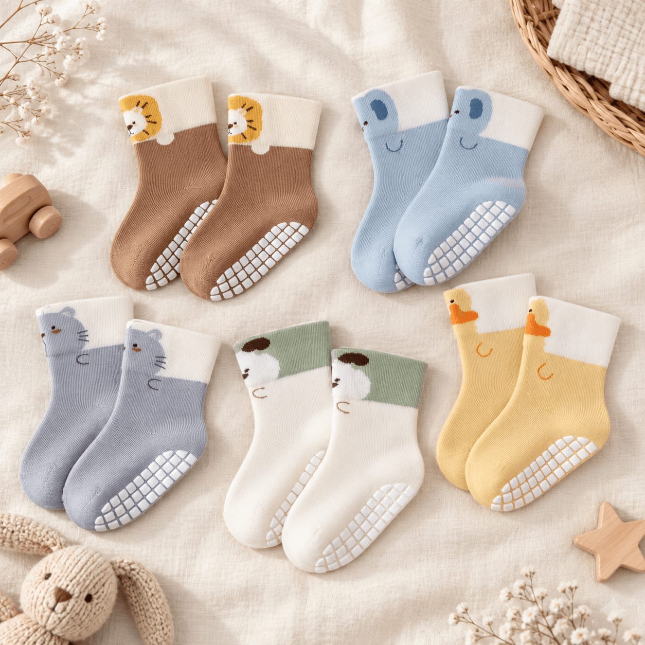 Animal Friends Non-Slip Baby Socks