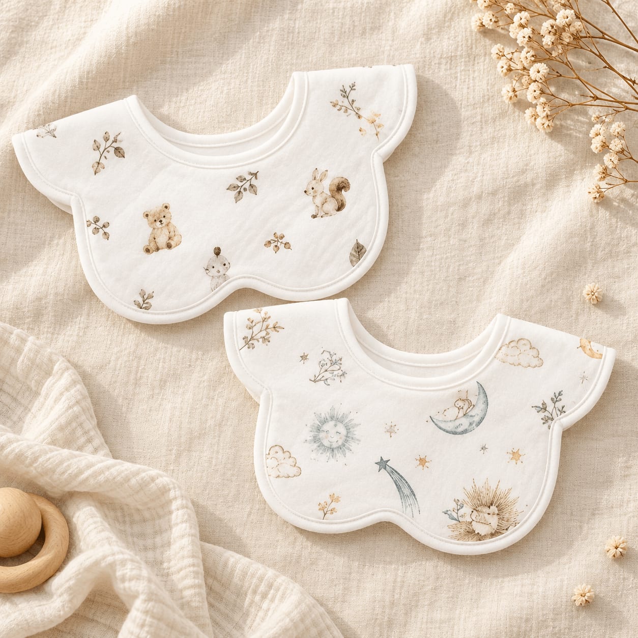 Forest Friends 100% Cotton Baby Bib 2-Pack