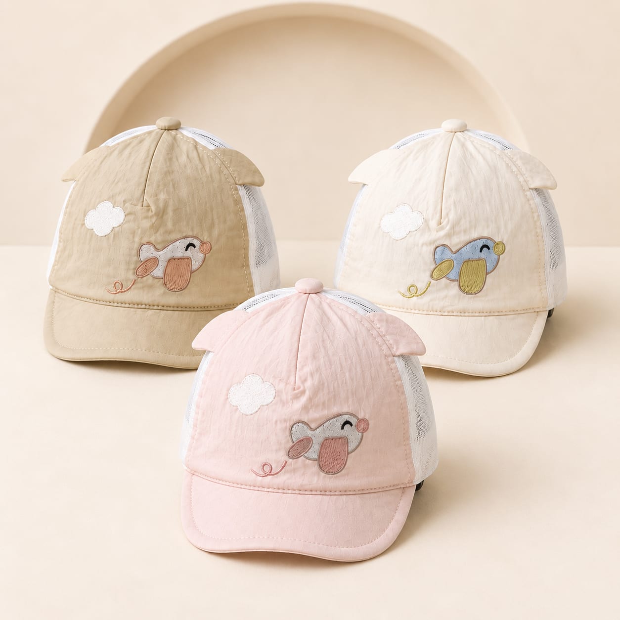 Sparrow Embroidery Mesh Baby Cap